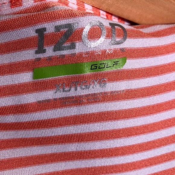 Izod Men’s Perform X Golf Mango and White Striped Golf Shirt Size XL - Picture 3 of 5